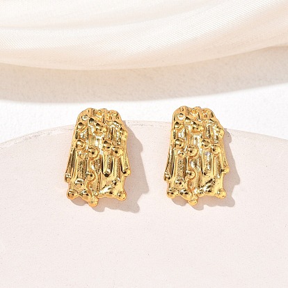 304 серьги-гвоздики из нержавеющей стали для женщин, текстурированные самородки, ионное покрытие (ip)