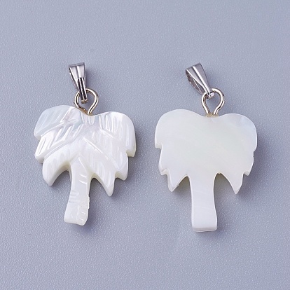 Shell Pendants, with Brass Findings, Coconut Tree