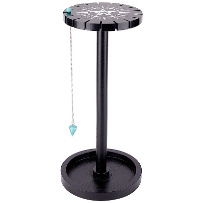 Présentoir à pendule en bois avec plateau, porte-cristal en bois motif étoile avec turquoise synthétique, organisateur de colliers de sorcière