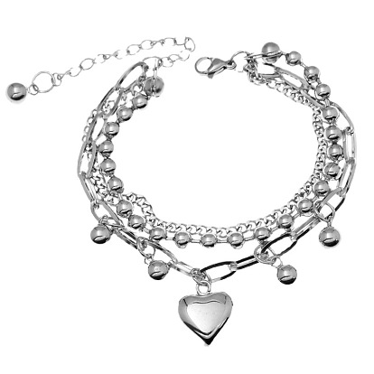 Stylish Hip-Hop Stainless Steel Heart Pendant Women's Bracelet