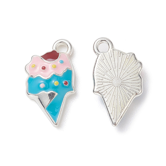 Alloy Enamel Charms, Platinum, Ice-cream Charm