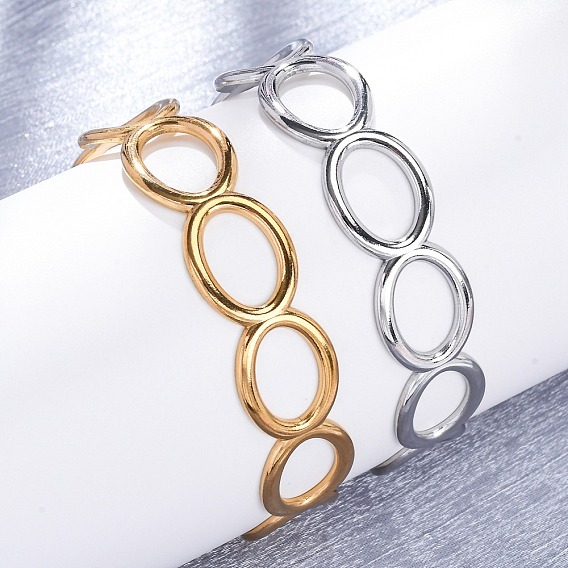 304 женские браслеты-манжеты из нержавеющей стали, овальные