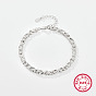 Rhodium Plated Platinum Plated 925 Sterling Silver Infinity Link Chain Bracelets, with Clear Cubic Zirconia, with 925 Stamp