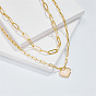 Gold Plated Copper Heart Pendant Paperclip Necklace - Fashionable and Minimalist Design