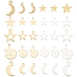 40Pcs 10 Style Brass Charms, Long-Lasting Plated, Moon & Star