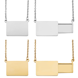2 шт. 2 цвета, прямоугольные подвески-слайдеры из нержавеющей стали для женщин