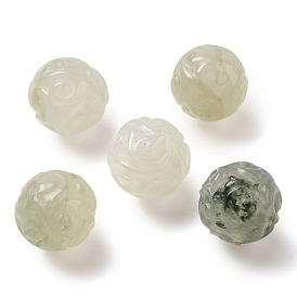 Natural Jade Carved Beads, Round