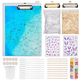 Olycraft DIY Note Book Silicone Molds Kits, with File Folder Board Molds, Iron Stationery Splin, Foil Paper, Wooden Craft Sticks, Plastic Pipettes, Latex Finger Cots, Silicone Measuring Cup