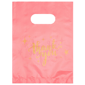 100 полиэтиленовые упаковочные пакеты из полиэтилена с прорезанными ручками, прямоугольник со словом спасибо