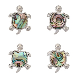 Natural Abalone Shell/Paua Shell Pendants, with Brass Findings, Tortoise, Platinum Metal Color, Colorful