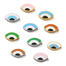 Ion Plating(IP) 304 Stainless Steel Beads, with Enamel, Eye