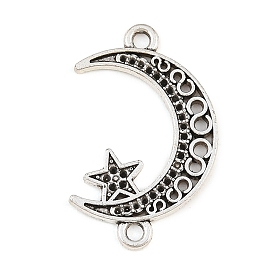 Tibetan Style Alloy Connector Charms, Moon with Star Links
