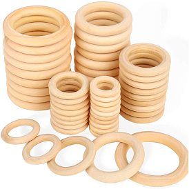 Gorgecraft Unfinished Wood Linking Rings, Original Color Wooden Embellishments, Mixed Size
