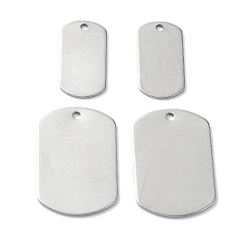 201 Stainless Steel Stamping Blank Tag Pendants, Laser Cut, Rectangle Charm