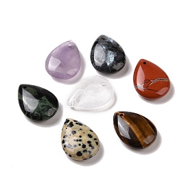Natural Mixed Stone Pendants, Teardrop Charms