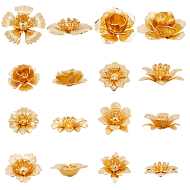 16 шт. 8 стили латунные колпачки для бусин, цветок, без никеля 