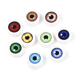 Печатные бусины из полимерной глины ручной работы, плоско-круглые