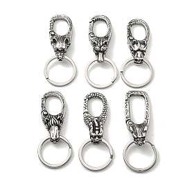 Tibetan Style 316 Surgical Stainless Steel Fittings with 304 Stainless Steel Key Ring, Animal