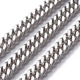 201 Stainless Steel Cuban Link Chains, Chunky Curb Chains, Unwelded