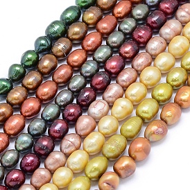 Brins de perles de culture d'eau douce colorées naturelles, pomme de terre