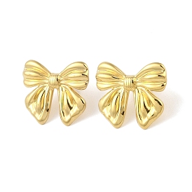 Ion Plating(IP) 304 Stainless Steel Stud Earrings for Women, Bowknot