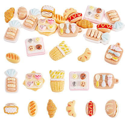 20 шт. 2 стили непрозрачной смолы декодируют кабошоны, разнообразные, хлеб и столовые приборы