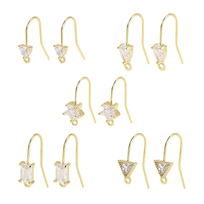 Фурнитура для сережек из латуни с микропаве из кубического циркония, реальный 18 k позолоченный