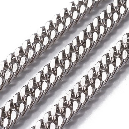 201 Stainless Steel Cuban Link Chains, Chunky Curb Chains, Unwelded