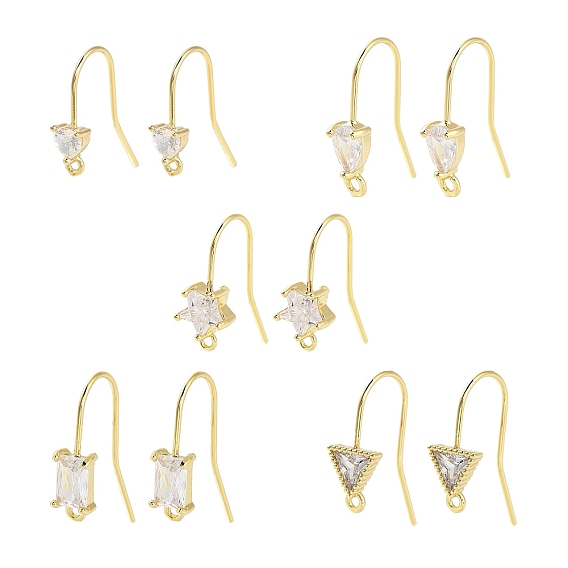 Фурнитура для сережек из латуни с микропаве из кубического циркония, реальный 18 k позолоченный