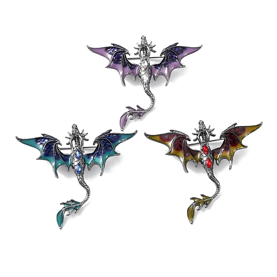 Булавки с эмалью дракона, штыри отворотом сплава горного хрусталя для одежды рюкзака