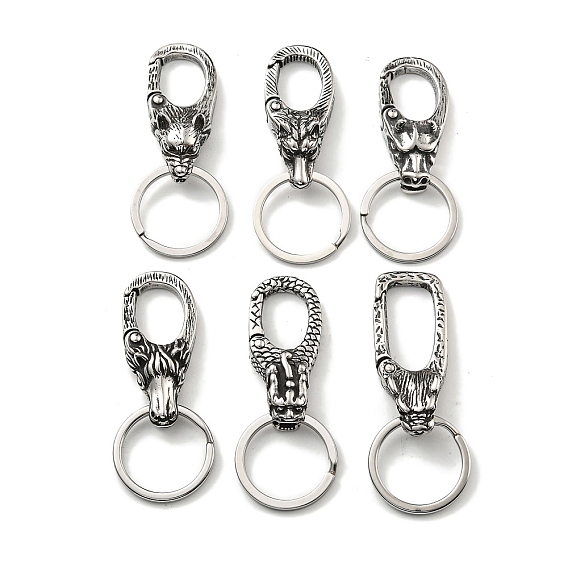 316 хирургические фитинги из нержавеющей стали в тибетском стиле с кольцом для ключей 304 из нержавеющей стали, животное