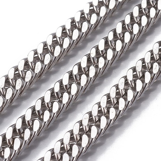 201 Stainless Steel Cuban Link Chains, Chunky Curb Chains, Unwelded