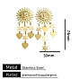Boucles d'oreilles chandelier en acier inoxydable pour femmes, soleil avec un cœur en forme d'étoile, boucles d'oreilles asymétriques