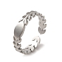 304 Stainless Steel Open Cuff Ring, Leaf