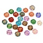 Baking Paint and Golden Metal Enlaced Glass Beads, Flower