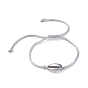 Adjustable Nylon Thread Braided Bead Bracelets, with Cowrie 304 Shell Stainless Steel Beads
