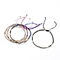 Adjustable  Nylon Thread Braided Bead Bracelets, with Round Natural Gemstone Beads, Non-magnetic Synthetic Hematite Beads and Brass Beads, Golden