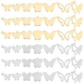PandaHall Elite 84Pcs 14 Style 201 Stainless Steel Charms, Butterfly