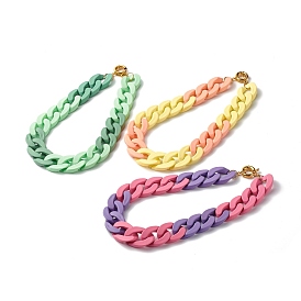 Two Tone Chunky Acrylic Curb Chain Bracelet for Teen Girl Women