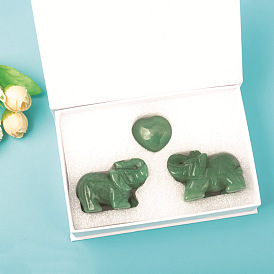 Jade Ornament Home Decoration Crystal Powder Crystal Aventurine Semi-precious Stone 1.5 Inch Elephant Animal Crafts