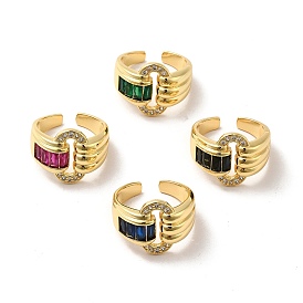 Открытое кольцо-манжета с овальной пряжкой из кубического циркония, широкое женское кольцо из настоящей позолоченной латуни с покрытием 18k