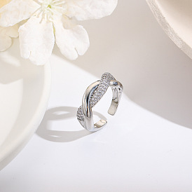 Кольца-манжеты из латуни с микропаве из прозрачного кубического циркония