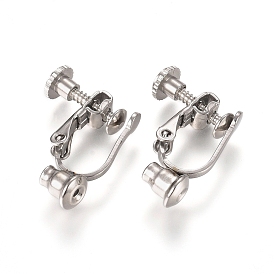304 Stainless Steel Screw On Clip-on Earring Converters Findings, Spiral Ear Clip, For Non-pierced Ears