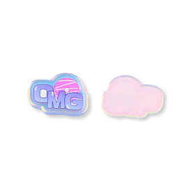 Plate Transparent Acrylic Cabochons, with Printed Omg