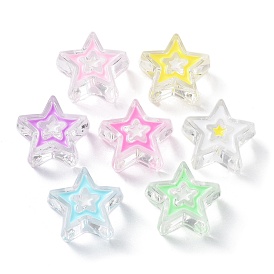 Transparent Acrylic Beads, with Enamel, Star