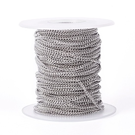304 Stainless Steel Curb Chains, Soldered, with Spool