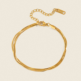 304 Cadena de serpiente de acero inoxidable 3 Pulseras de hilo para mujer