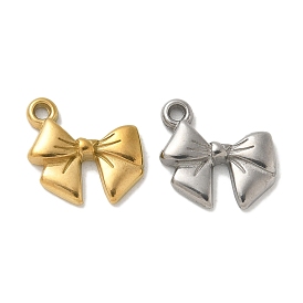 Ion Plating(IP) 304 Stainless Steel Pendants, Bowknot Charm