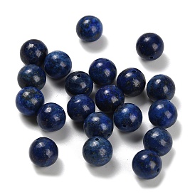 Природный лазурит бисером, круглые, половине просверлил, окрашенные