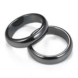  Non-Magnetic Synthetic Hematite Finger Rings, 20mm
